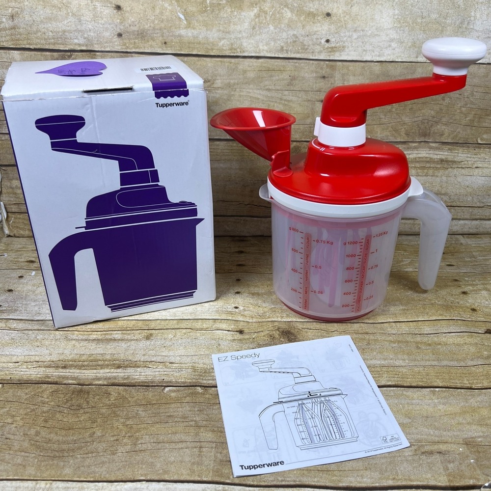 Tupperware EZ Speedy Manual Whip N Mix  Funnel Chili Red NEW Box